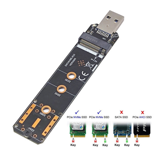 ENCNVME-R33  USB 3.2 Gen 2 10Gbps To NVMe M.2 SSD Adapter RTL9210 Chips For M Key M2 NVMe - HoMEdemic™ 