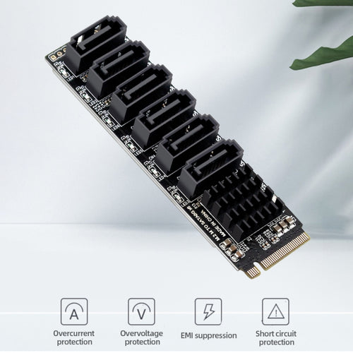 M2 M-EKY PCIE3.0 To SATA6G Transfer Expansion Card 6 Port Hard Disk Expansion Adapter Card(PH516) - HoMEdemic™ 