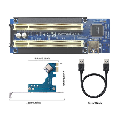 PCI-E 1X To Dual PCI Riser Card Extend Adapter Add Expansion Card For PC Computer - HoMEdemic™ 