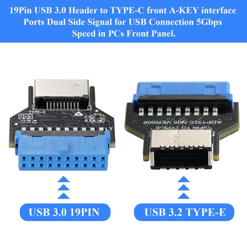 USB 3.0 19PIN Header to Type-E Front A-Key Interface Extend USB Ports to PC, Spec: Outward - HoMEdemic™ 