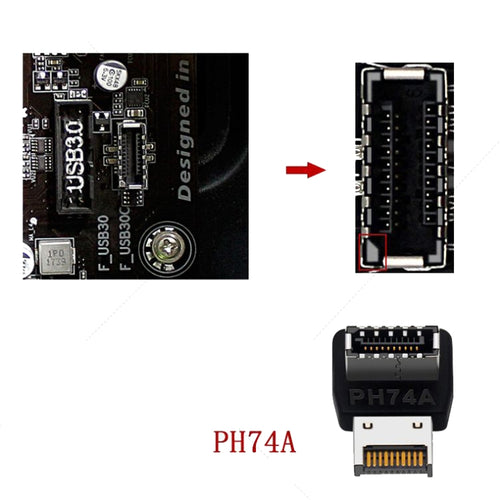 2pcs USB3.1 Type-E Computer Motherboard Interface 90 Degrees Elbow Front Type-C Adapter(PH74A) - HoMEdemic™ 