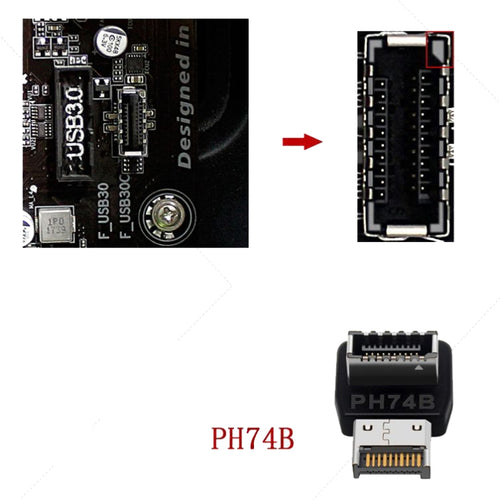 2pcs USB3.1 Type-E Computer Motherboard Interface 90 Degrees Elbow Front Type-C Adapter(PH74B) - HoMEdemic™ 