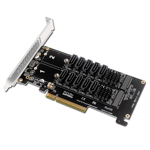 Double NVME Raid PCI-EX8 Split Card To SATA10 Port Transfer Card - HoMEdemic™ 