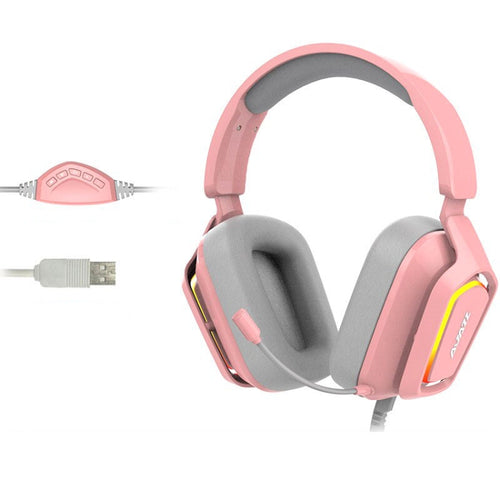 Ajazz AX368 Computer Game Audio Recognition RGB Headset 7.1 Channel Version (Pink) - HoMEdemic™ 