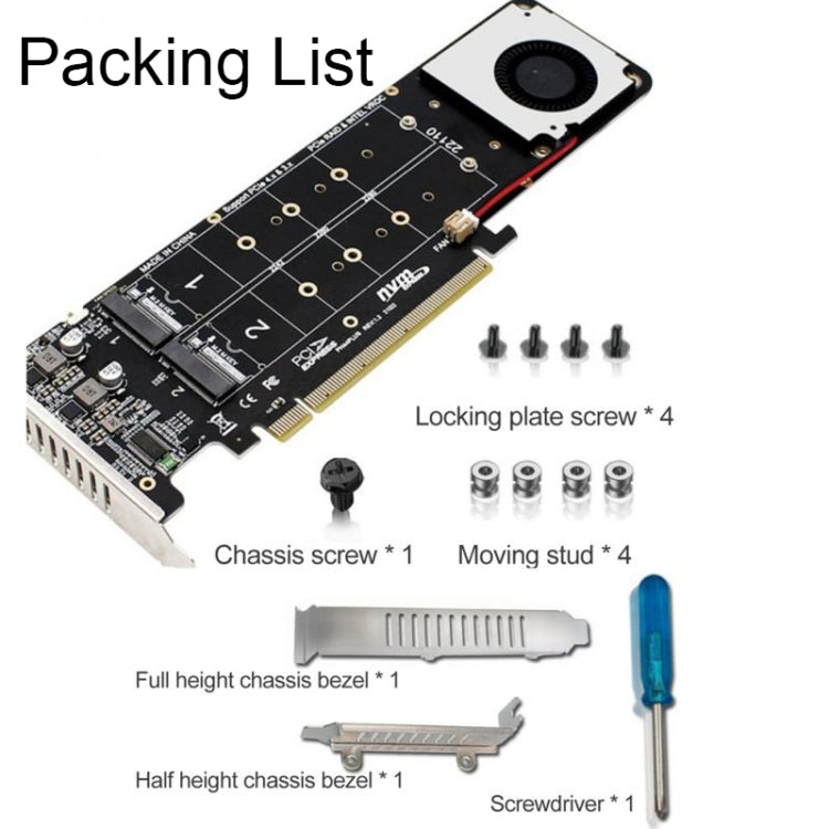 PCI-E X16 to M.2 M-key NVME X4 SSD RAID Array Expansion Adapter Support 2242/2260/2280/22110(PH44Plus) - HoMEdemic™ 
