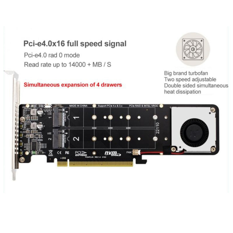 PCI-E X16 to M.2 M-key NVME X4 SSD RAID Array Expansion Adapter Support 2242/2260/2280/22110(PH44Plus) - HoMEdemic™ 