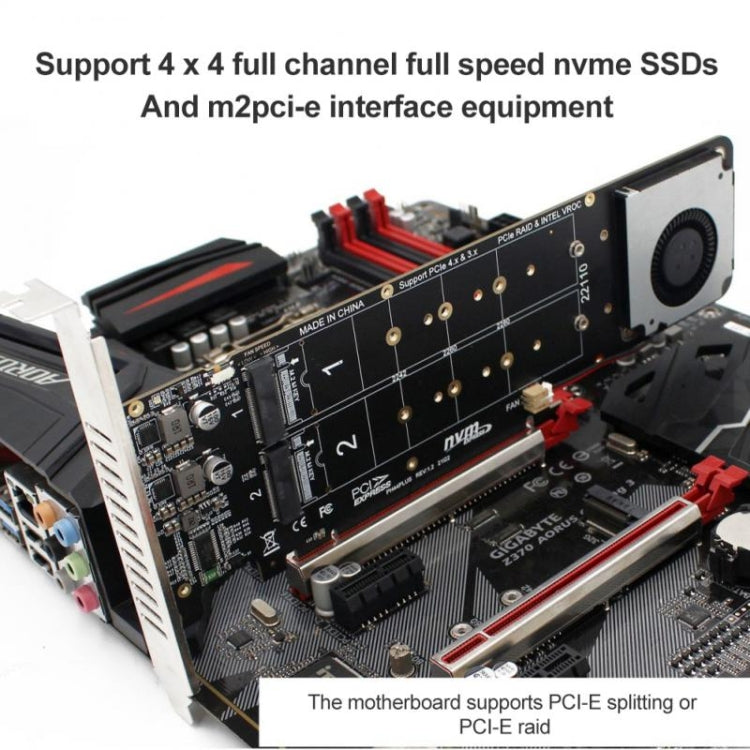 PCI-E X16 to M.2 M-key NVME X4 SSD RAID Array Expansion Adapter Support 2242/2260/2280/22110(PH44Plus) - HoMEdemic™ 