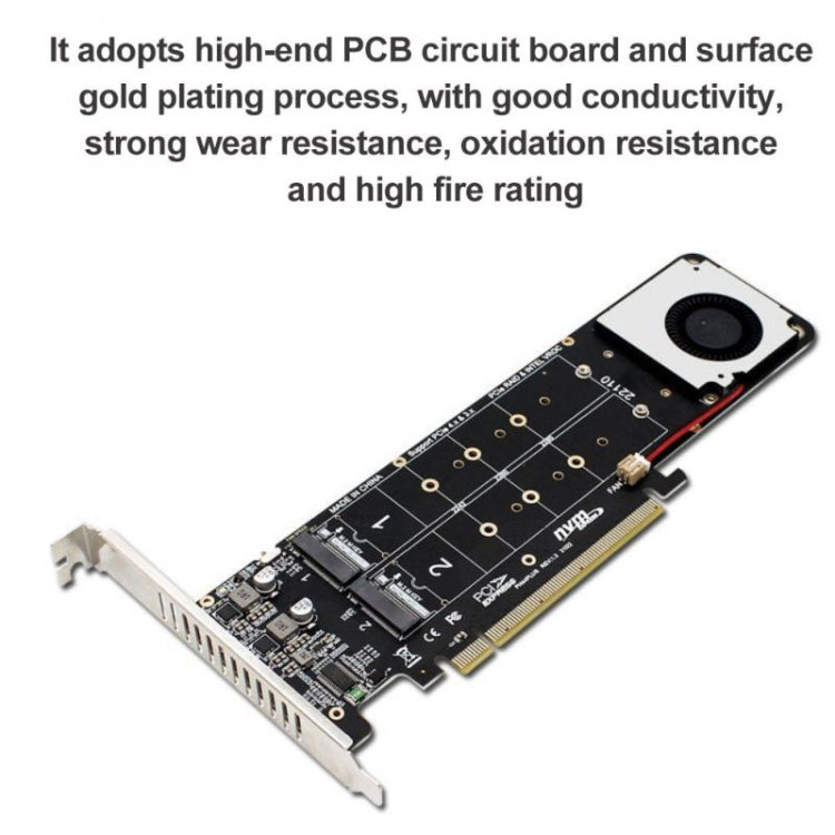 PCI-E X16 to M.2 M-key NVME X4 SSD RAID Array Expansion Adapter Support 2242/2260/2280/22110(PH44Plus) - HoMEdemic™ 