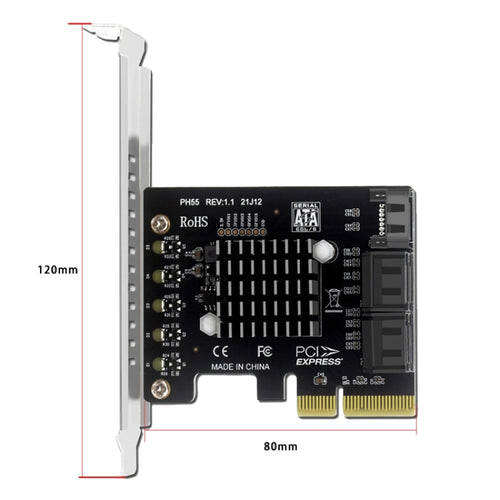 PCI-E To 5 SATA 3.0 Expansion Card(Full High Baffle) - HoMEdemic™ 