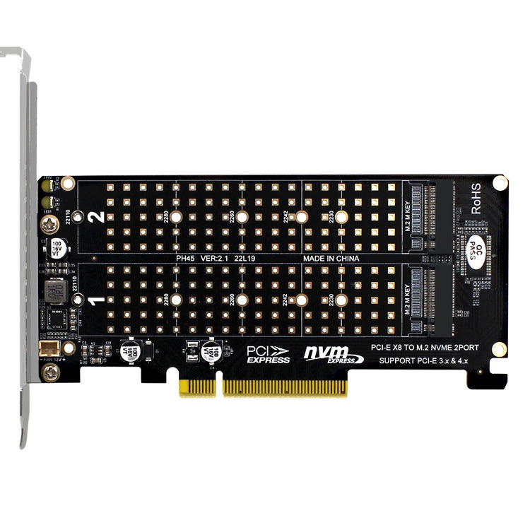 PCI-E X8 Double Disk Transfer Card NVME M.2 MKEY SSD RAID Array Expansion Adapter(PH45) - HoMEdemic™ 