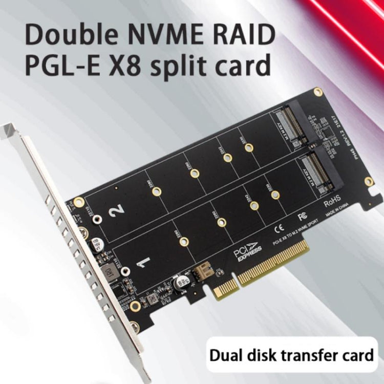PCI-E X8 Double Disk Transfer Card NVME M.2 MKEY SSD RAID Array Expansion Adapter(PH45) - HoMEdemic™ 