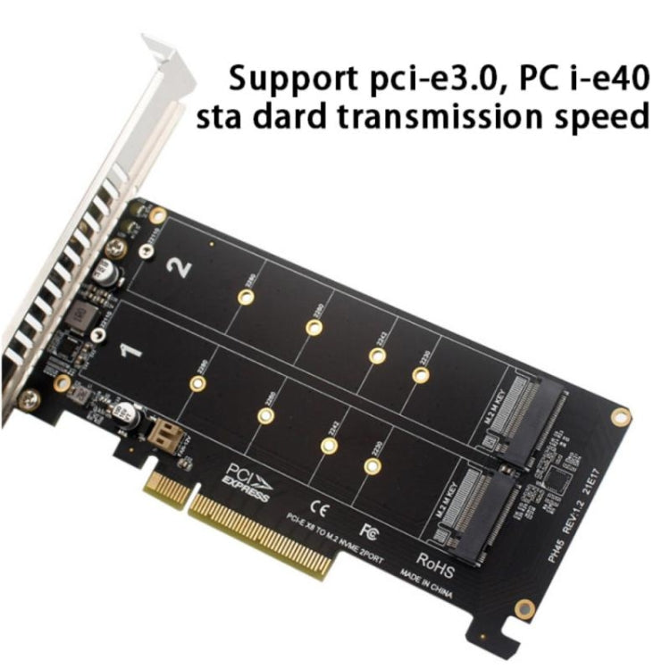 PCI-E X8 Double Disk Transfer Card NVME M.2 MKEY SSD RAID Array Expansion Adapter(PH45) - HoMEdemic™ 