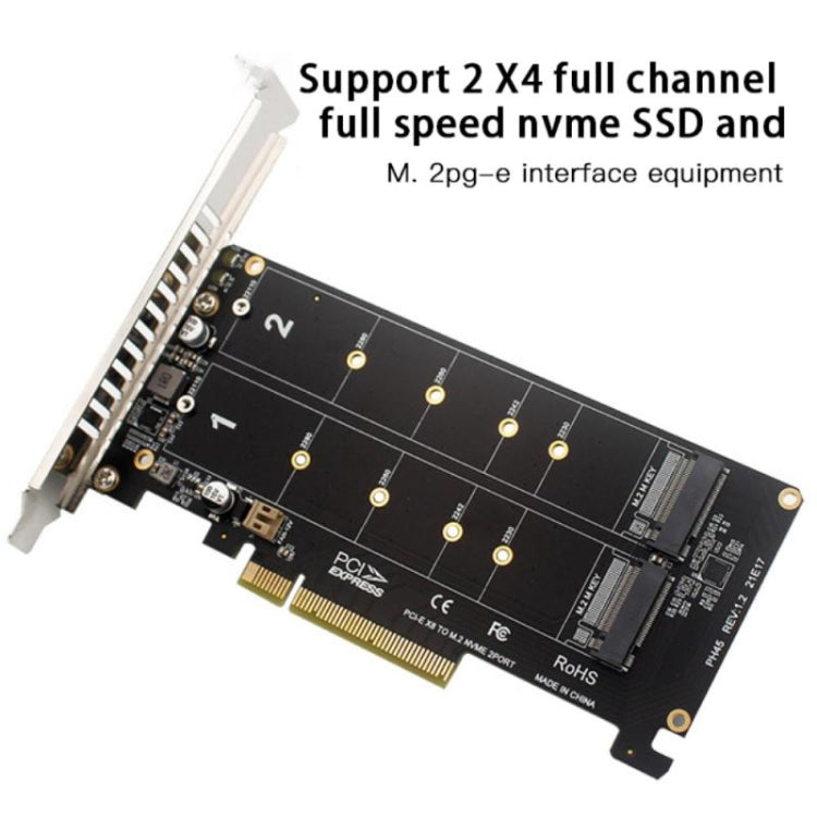 PCI-E X8 Double Disk Transfer Card NVME M.2 MKEY SSD RAID Array Expansion Adapter(PH45) - HoMEdemic™ 