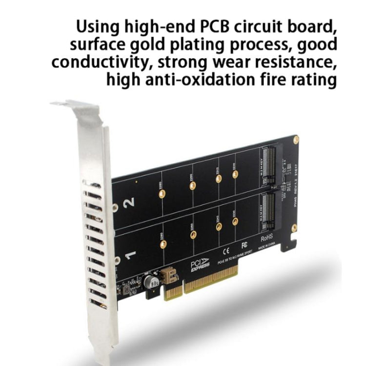 PCI-E X8 Double Disk Transfer Card NVME M.2 MKEY SSD RAID Array Expansion Adapter(PH45) - HoMEdemic™ 