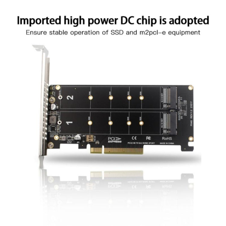 PCI-E X8 Double Disk Transfer Card NVME M.2 MKEY SSD RAID Array Expansion Adapter(PH45) - HoMEdemic™ 