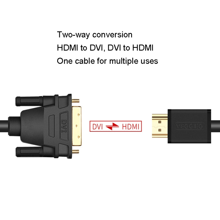 VEGGIEG HDMI To DVI Computer TV HD Monitor Converter Cable Can Interchangeable, Length: 5m - HoMEdemic™ 