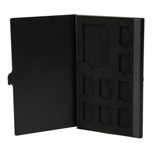 1SD+ 8TF  Aluminum Micro SD Cards Holder Pin Storage Box 9 solts for SD/ SIM/TF Memory Card(Black) - HoMEdemic™ 