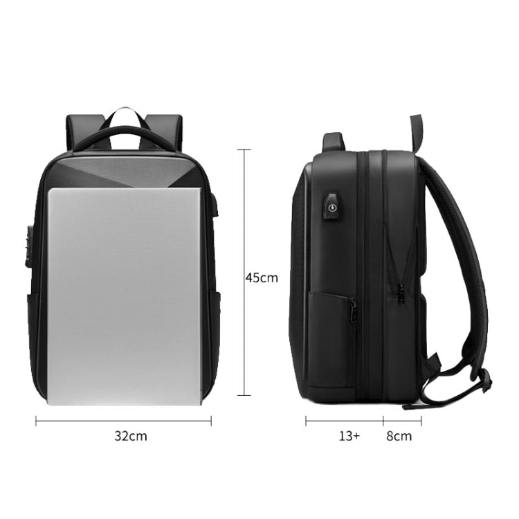 EVA Hard Shell Expandable Laptop Backpack with USB Port Multifunctional Business Travel Backpack(Black) - HoMEdemic™ 
