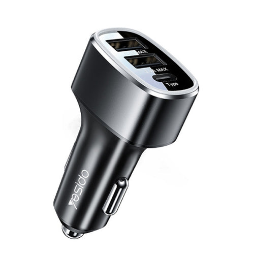 Yesido Y47 49W Double USB+Type-C/USB-C Port Car Fast Charger(Black) - HoMEdemic™ 