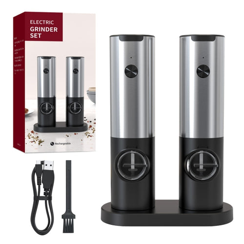 Electric Automatic Salt And Pepper Grinder Set With Charging Base, Model: K2 KYMQ-17C - HoMEdemic™ 