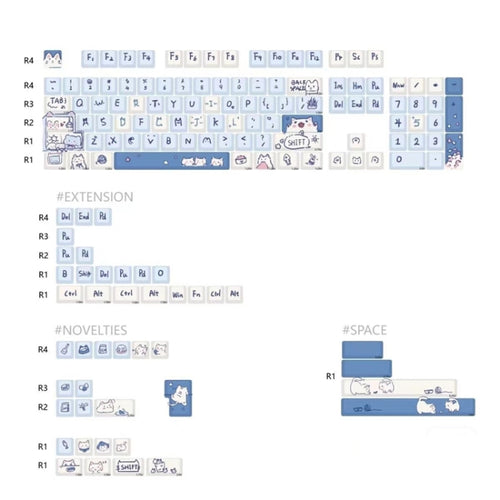 148 Keys MDA Height 5-sided Heat Rise PBT Mechanical Keyboard Keycaps(Blue) - HoMEdemic™ 