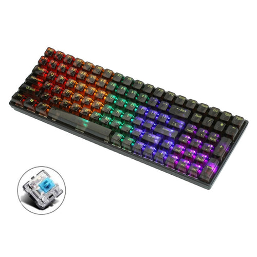 100 Keys Customized Gaming Wired Mechanical Keyboard Transparent Keycap Green Shaft (Black) - HoMEdemic™ 