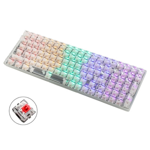 100 Keys Customized Gaming Wired Mechanical Keyboard Transparent Keycap Red Shaft (White) - HoMEdemic™ 