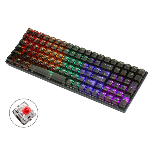 100 Keys Customized Gaming Wired Mechanical Keyboard Transparent Keycap Red Shaft (Black) - HoMEdemic™ 