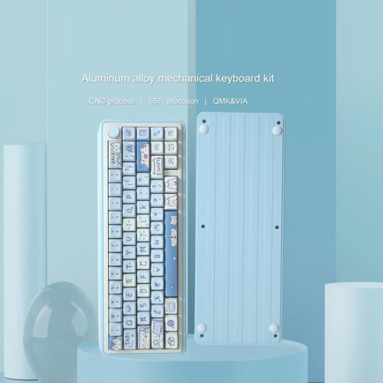 Bluetooth Wireless 3-mode RGB Backlit Gaming Mechanical Keyboard Aluminum Alloy Kit + Keycap(Light Blue) - HoMEdemic™ 