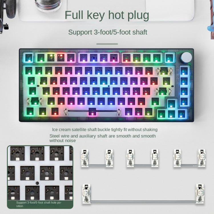82 Keys Bluetooth Wireless 3-mode RGB Hot-plug Customized Mechanical Keyboard Kit(Black Transparent) - HoMEdemic™ 