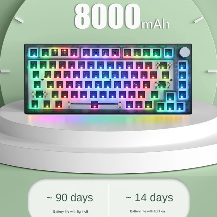 82 Keys Bluetooth Wireless 3-mode RGB Hot-plug Customized Mechanical Keyboard Kit(Black Transparent) - HoMEdemic™ 