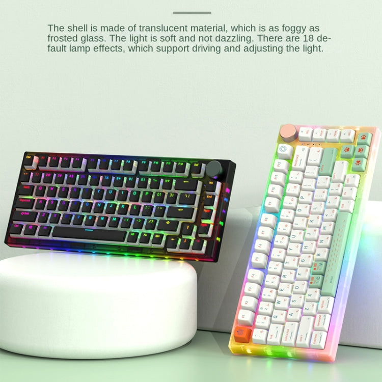 82 Keys Bluetooth Wireless 3-mode RGB Hot-plug Customized Mechanical Keyboard Kit + Keycap(White) - HoMEdemic™ 
