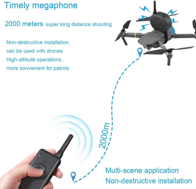Mini Drone Megaphone Wireless Portable Speaker 2KM Control for DJI Mavic Mini/Mavic 2/Mavic Pro/FIMI X8SE/Phantom/Hubsan Zino - HoMEdemic™ 