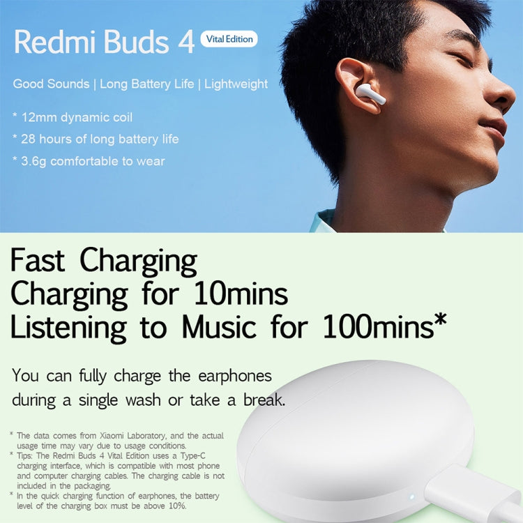 Original Xiaomi Redmi Buds 4 Vitality Edition Waterproof Wireless Bluetooth Calling Noise Reduction Earphone(White) - HoMEdemic™ 