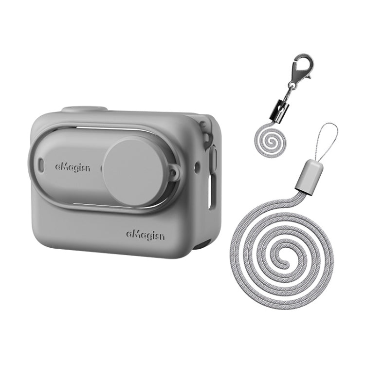 For Insta360 GO 3 AMagisn Silicone Body Cover Protective Case With Lanyard(Gray) - HoMEdemic™ 