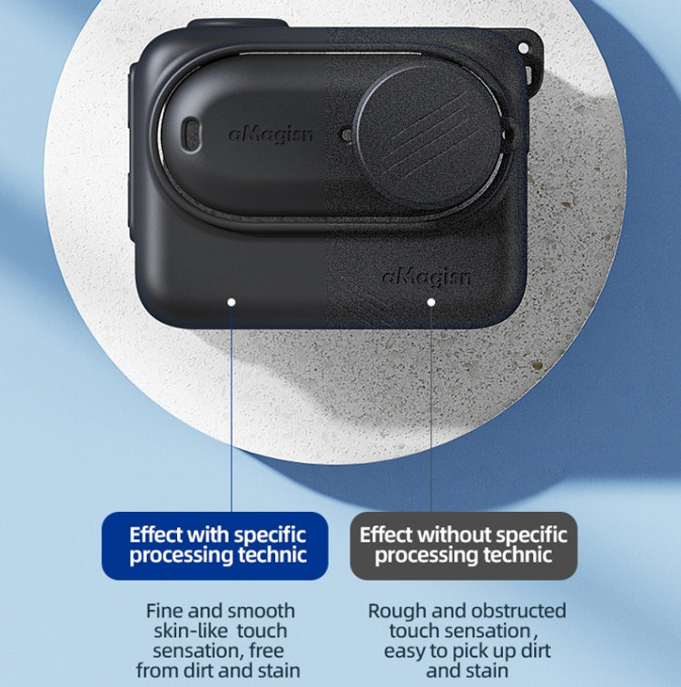 For Insta360 GO 3 AMagisn Silicone Body Cover Protective Case With Lanyard(Black) - HoMEdemic™ 