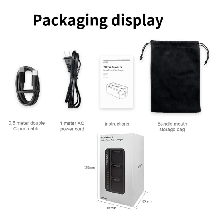 For DJI Mavic 3 Series LKTOP 200W 3-Channel Battery Charger EU Plug - HoMEdemic™ 