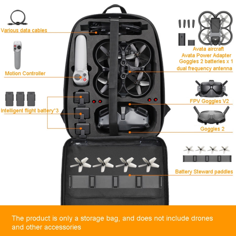 For DJI AVATA Storage Bag Hard Shell Waterproof Shoulder Bag Backpack(Black EVA Lining) - HoMEdemic™ 