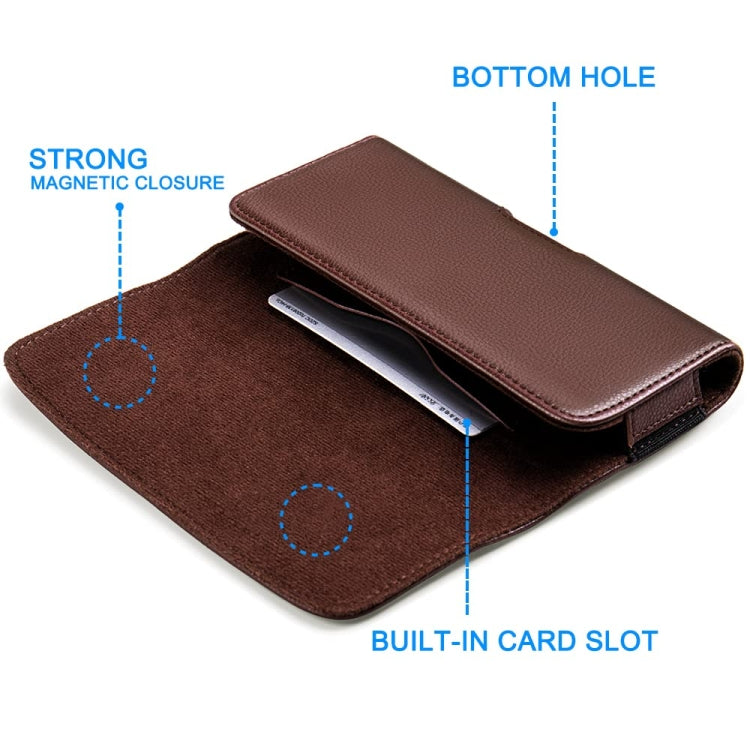 Nuoku Magnetic Flaps Leather Belt Case For Smart Phones, Size: 17.3 x 8 x 2.5cm  6.7 Inch(Brown) - HoMEdemic™ 