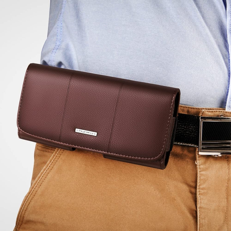 Nuoku Magnetic Flaps Leather Belt Case For Smart Phones, Size: 17.3 x 8 x 2.5cm  6.7 Inch(Brown) - HoMEdemic™ 