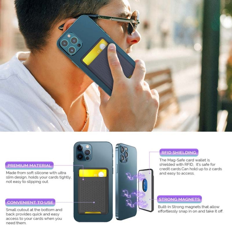 For IPhone 12 / 13 / 14 Series AhaStyle PT133 Mobile Phone Magnetic Silicone Card Case(Black Frosted) - HoMEdemic™ 