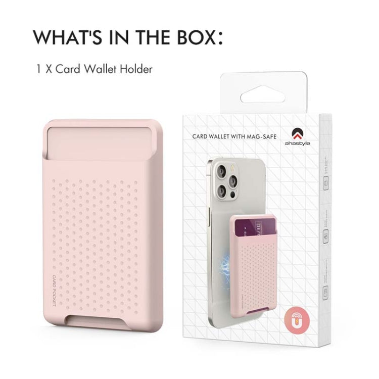 For IPhone 12 / 13 / 14 Series AhaStyle PT133 Mobile Phone Magnetic Silicone Card Case(Pink Matte) - HoMEdemic™ 