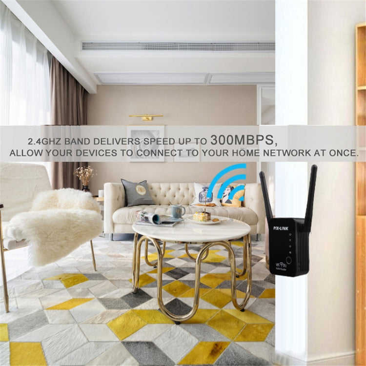 PIX-LINK 2.4G 300Mbps WiFi Signal Amplifier Wireless Router Dual Antenna Repeater(EU Plug) - HoMEdemic™ 