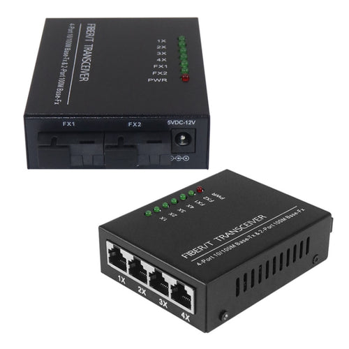 2 Fiber Port & 4 LAN Port 10/100M Ethernet Switch Fiber Optic Switch - HoMEdemic™ 