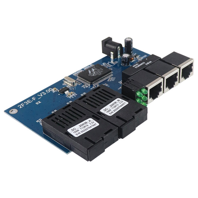 2 Fiber Port+3 Ethernet Port  AB-PCBA 100Mbps Fiber Transceiver - HoMEdemic™ 