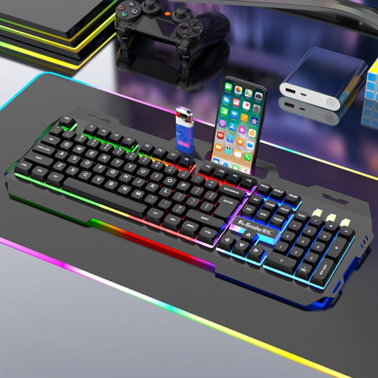 K-Snake Mechanical Feel Keyboard Mouse Kit USB Wired 104 Keycaps Computer Keyboard, Style: Single Keyboard (Black) - HoMEdemic™ 