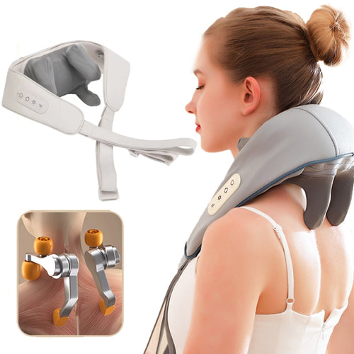 Electric Neck And Shoulder Massager Shiatsu Back Neck Massager With Heat(White) - HoMEdemic™ 