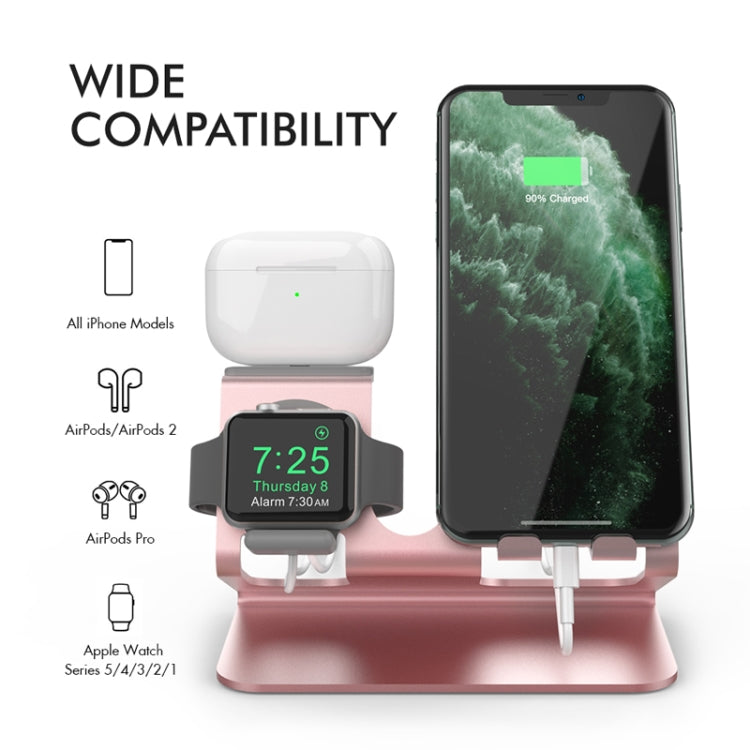 For IPhone / AirPods / Apple Watch Series AhaStyle 3 In 1 Aluminum Alloy Stand(Silver) - HoMEdemic™ 