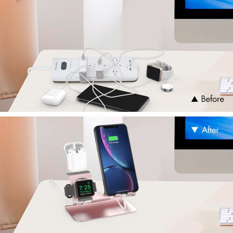 For IPhone / AirPods / Apple Watch Series AhaStyle 3 In 1 Aluminum Alloy Stand(Silver) - HoMEdemic™ 