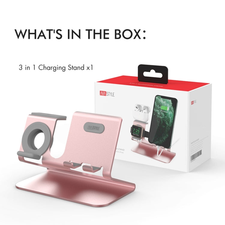 For IPhone / AirPods / Apple Watch Series AhaStyle 3 In 1 Aluminum Alloy Stand(Rose Gold) - HoMEdemic™ 